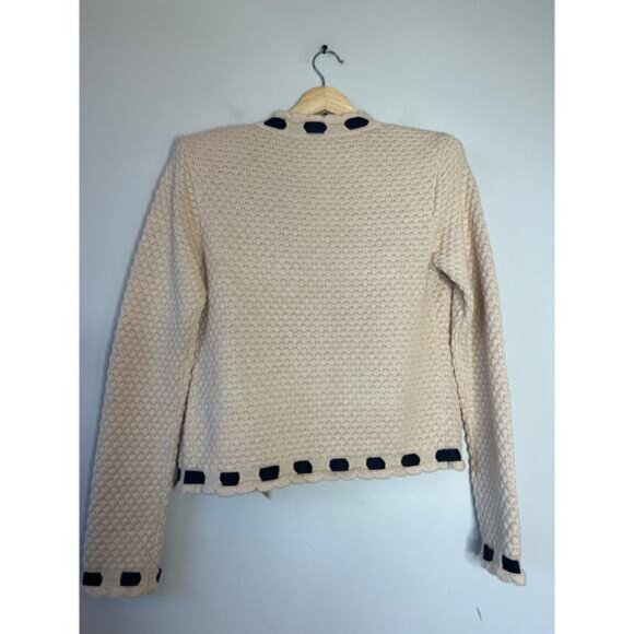 NWT L'Agence Strong Shoulder Decorative Knit Pockets Open Cardigan Cream XS - Picture 7 of 8